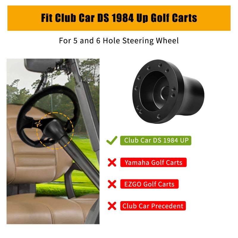 MOSNAI Club Car DS Steering Wheel Adapter Hub for Club Car DS 1984+ Golf Cart with 5-6 Holes Golf Cart Steering Wheel - Image 4